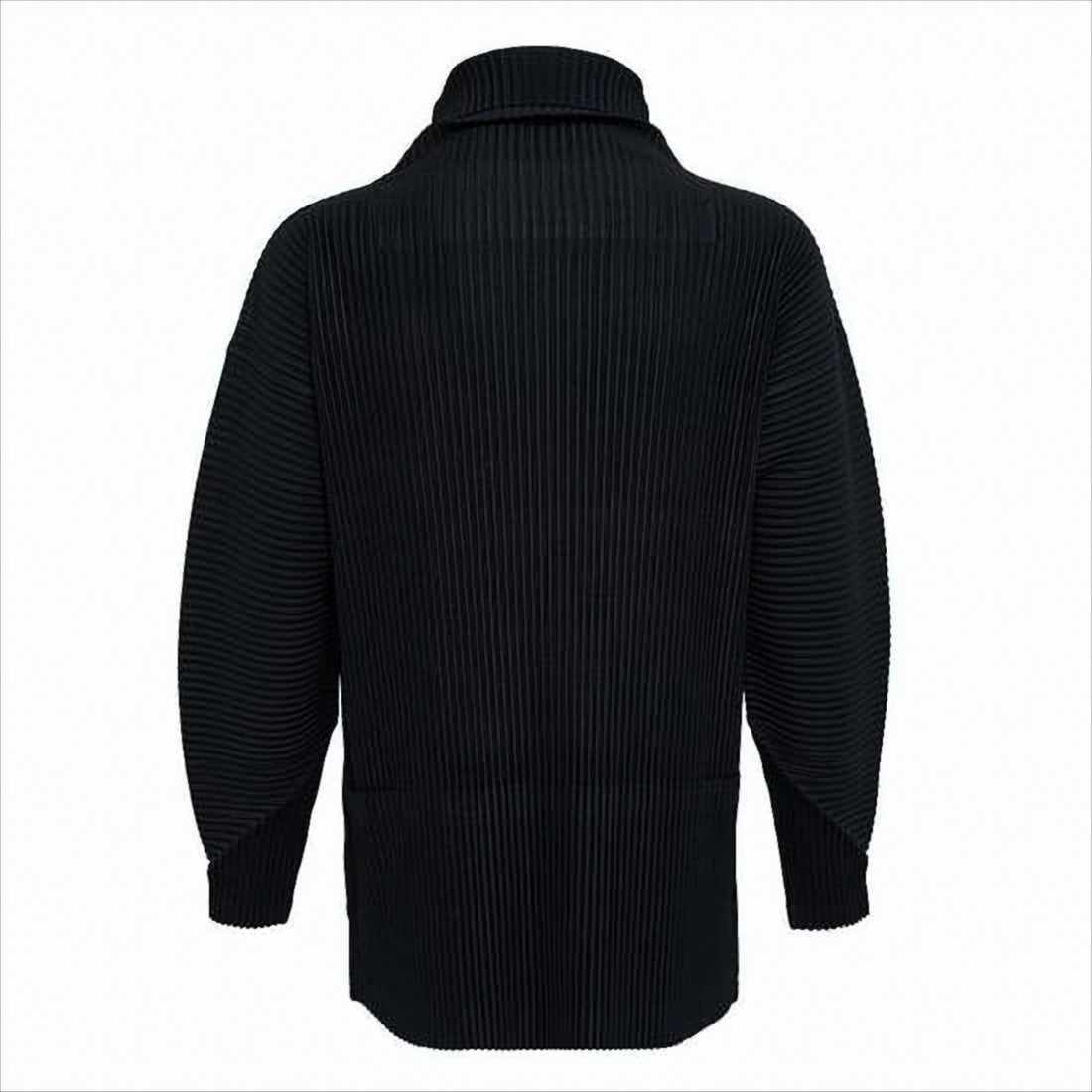 Pleated Turtleneck Sweater with High Neckline