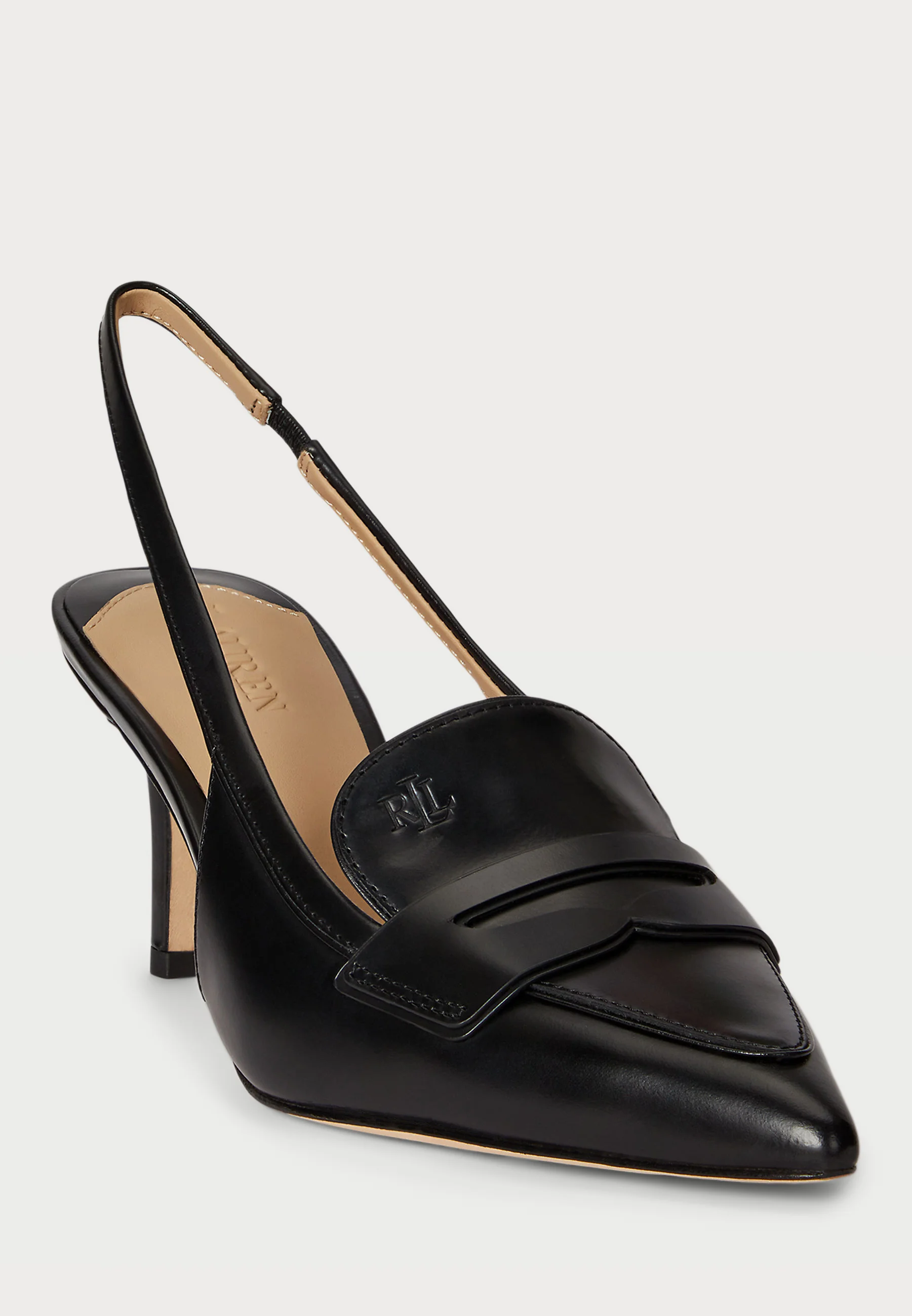 Black Khloe Lr Glazed Leather Pumps