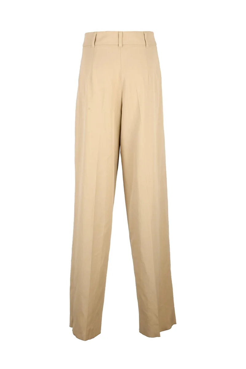 Ezio Wide Leg Trousers - Beige