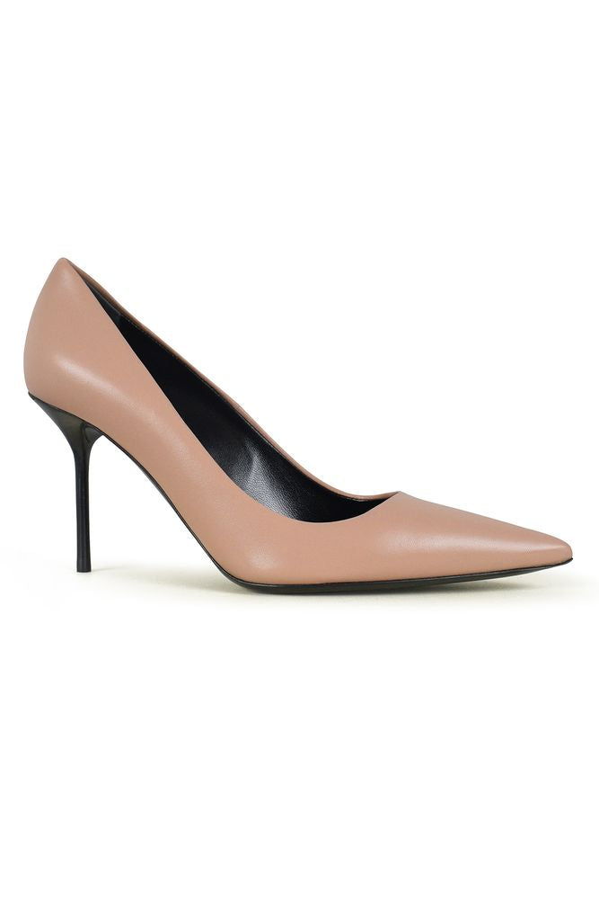 Pointed Toe Pink Leather Pumps
