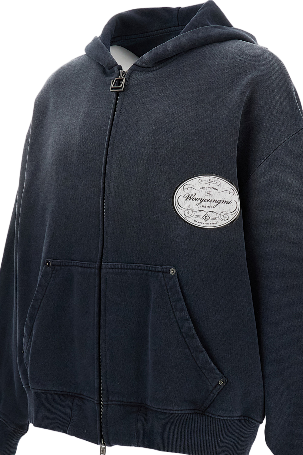 Blue Cotton Full-Zip Hoodie