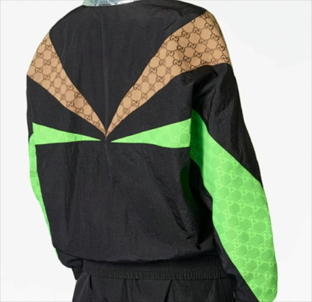 Geometric Panel Jacket with Stand Collar