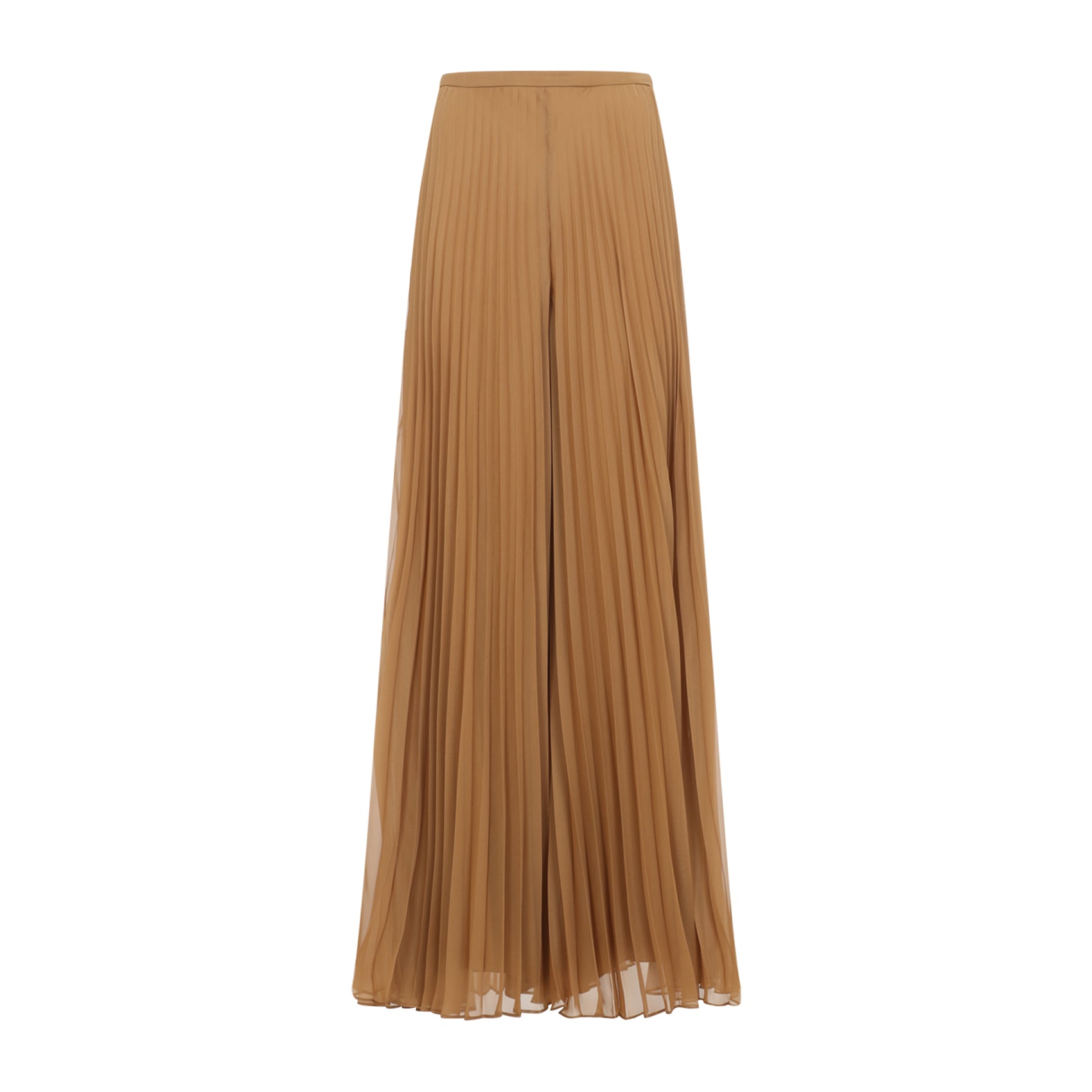 Pleated Brown Sheer Grembo Pants