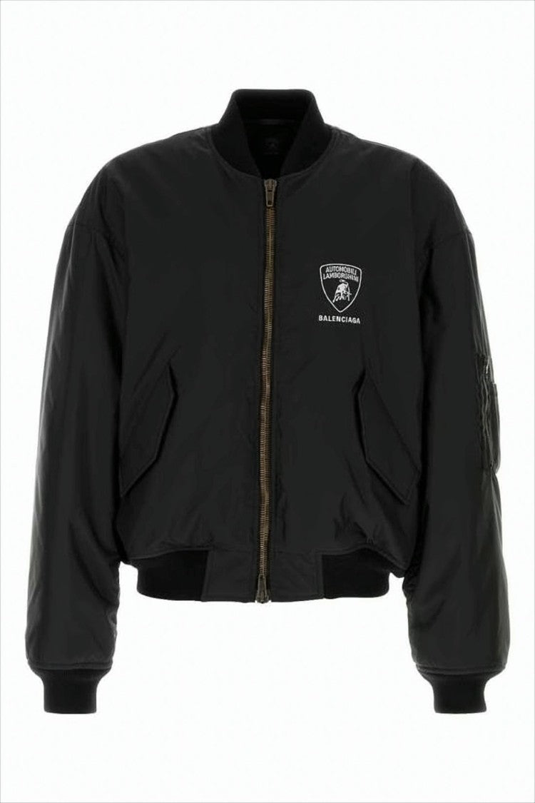 Cropped Black Bomber Jacket