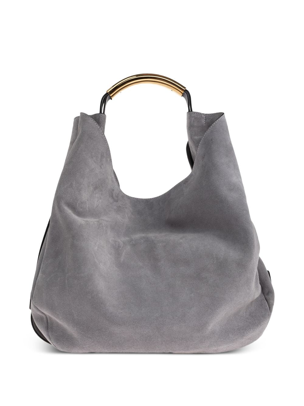 Curved Gold-tone Metal Handle Soft-Structured Bag