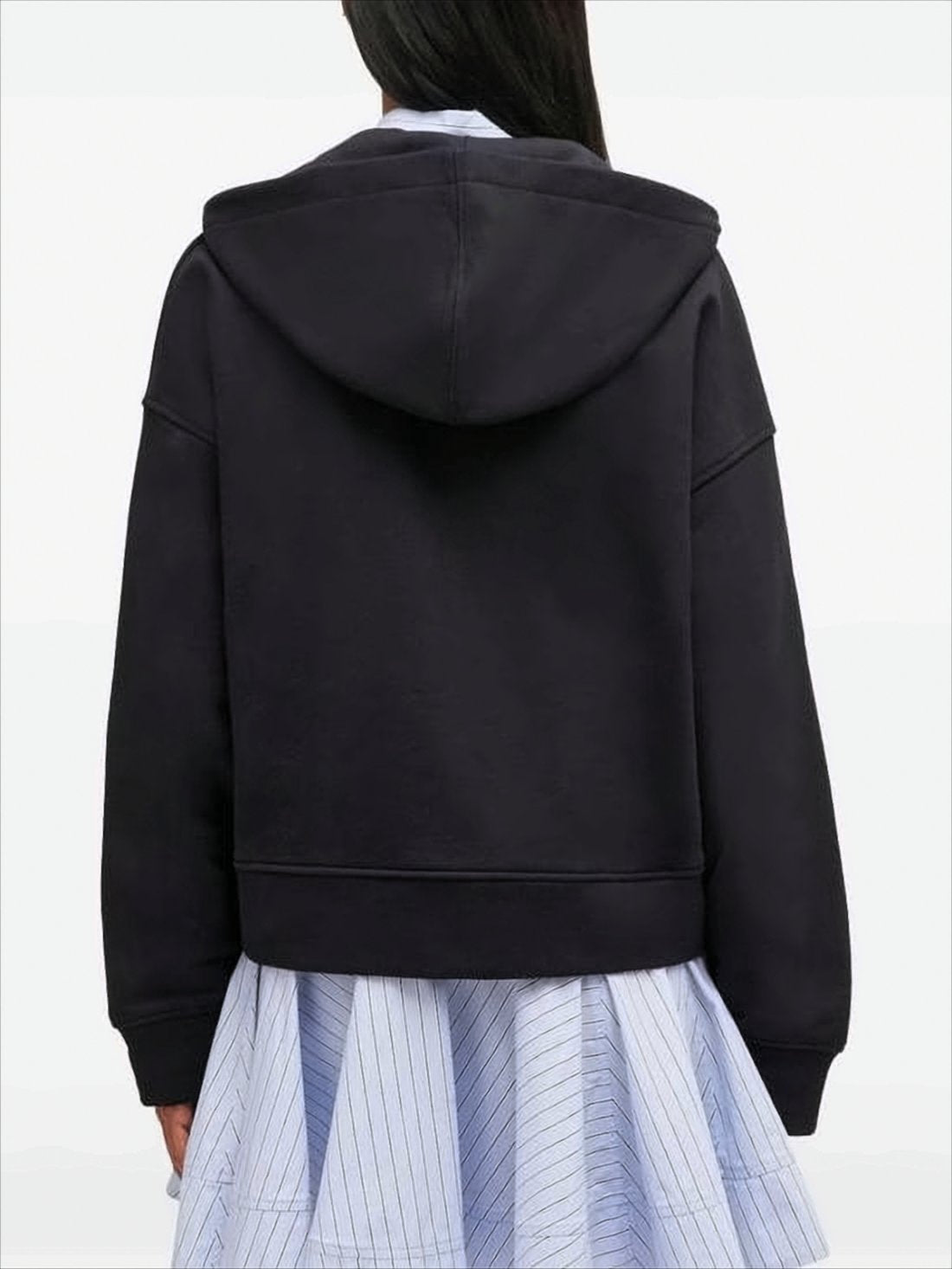 Cropped Black Organic Cotton Hoodie