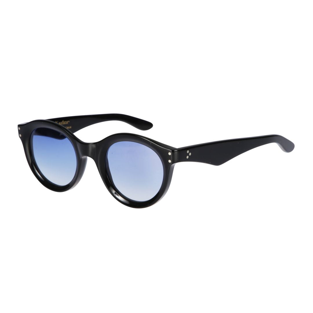 Thick Rounded Gradient Tint Sunglasses with Glossy Black Frame