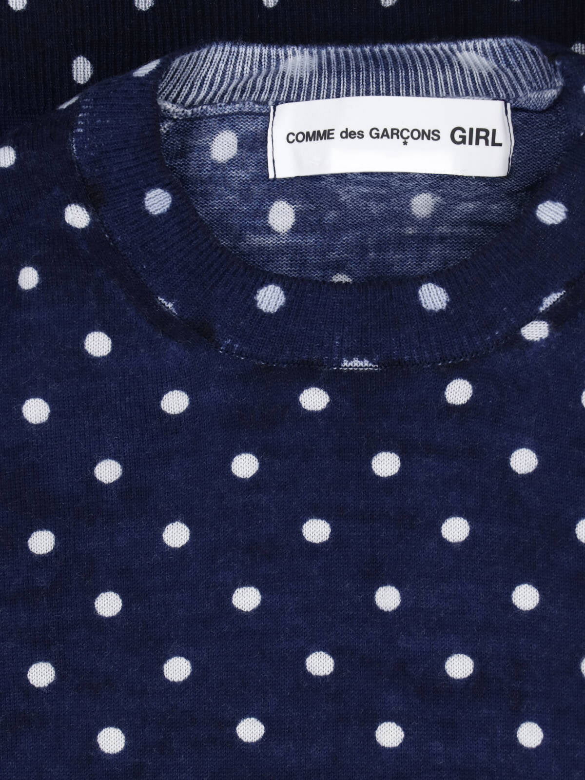 Navy Polka Dot Cropped Ribbed Sweater
