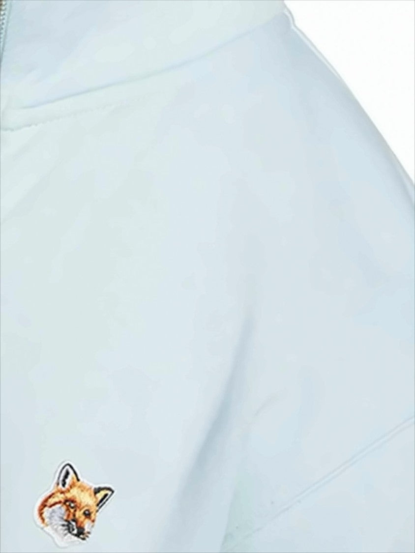 Light Blue High-Collar Sweatshirt With Embroidered Fox Logo