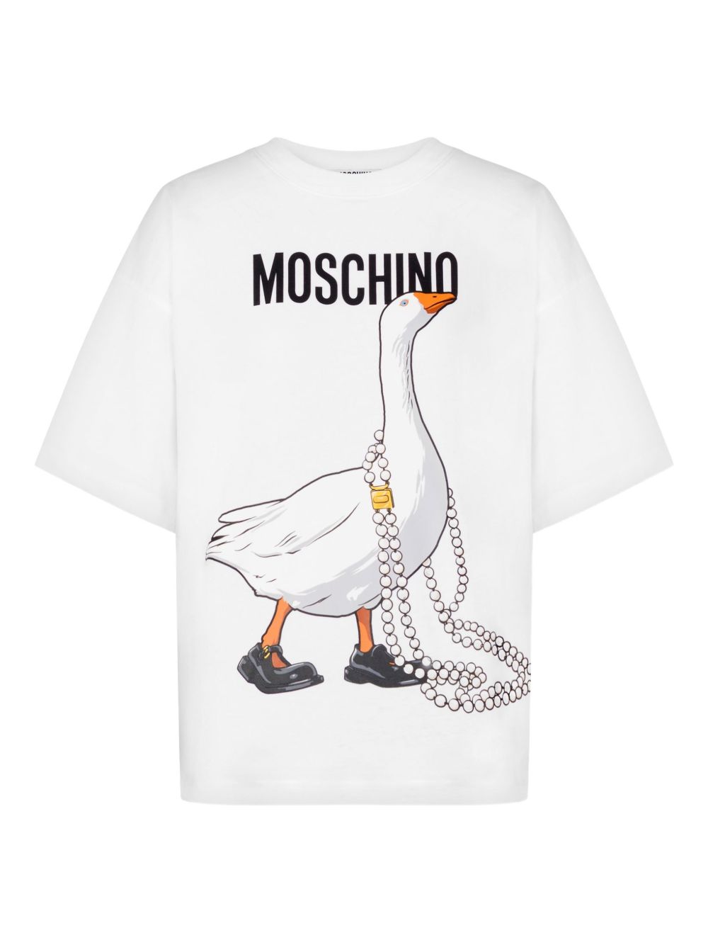 Short-Sleeved Graphic Top With Goose Motif