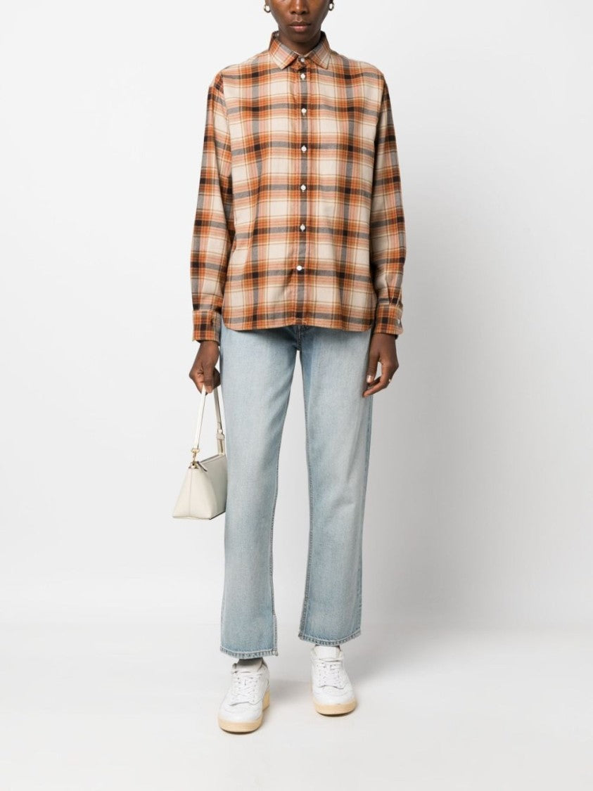 Check Print Beige Shirt