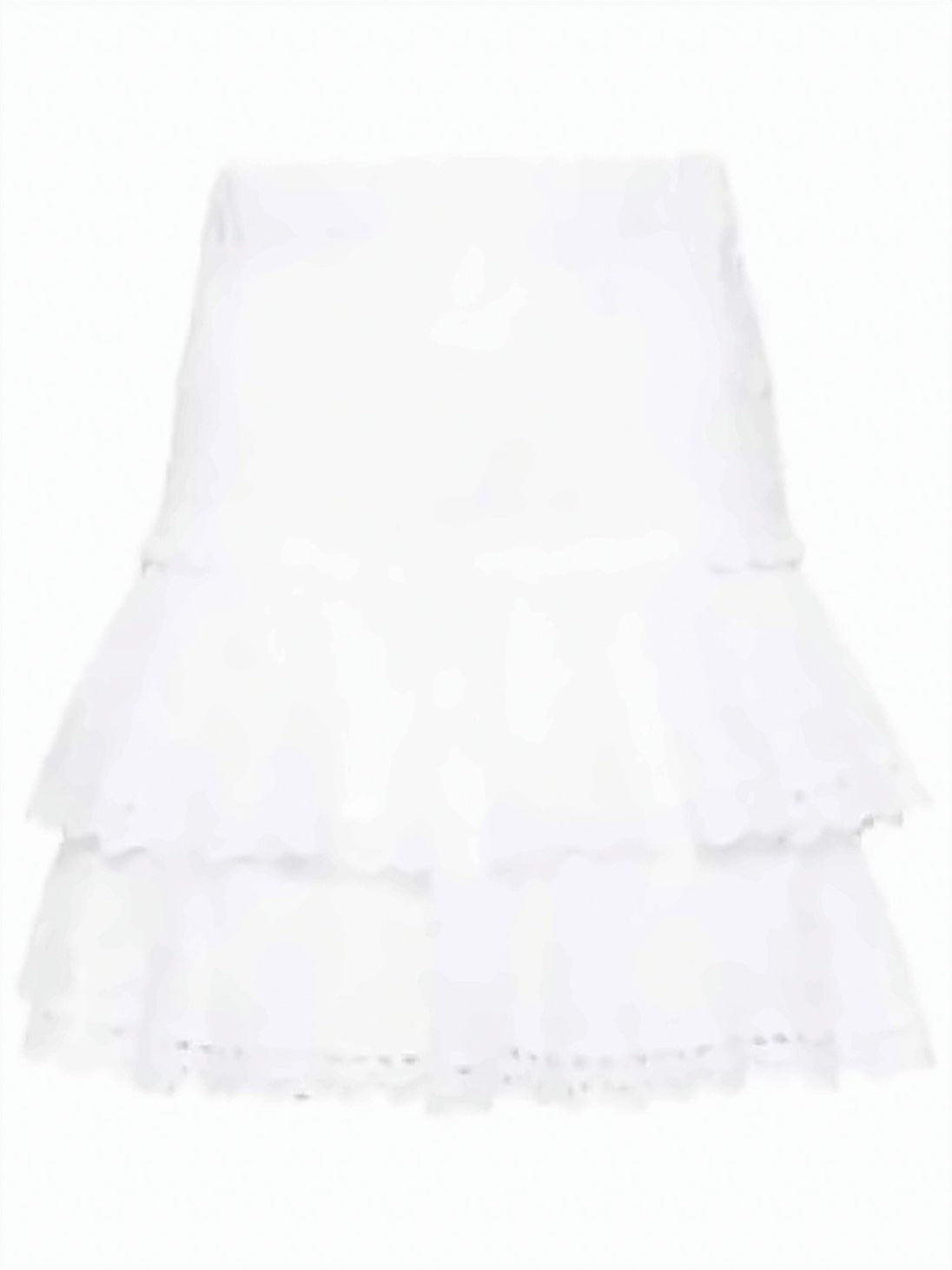 Tiered White Midi Skirt with Lace Trim