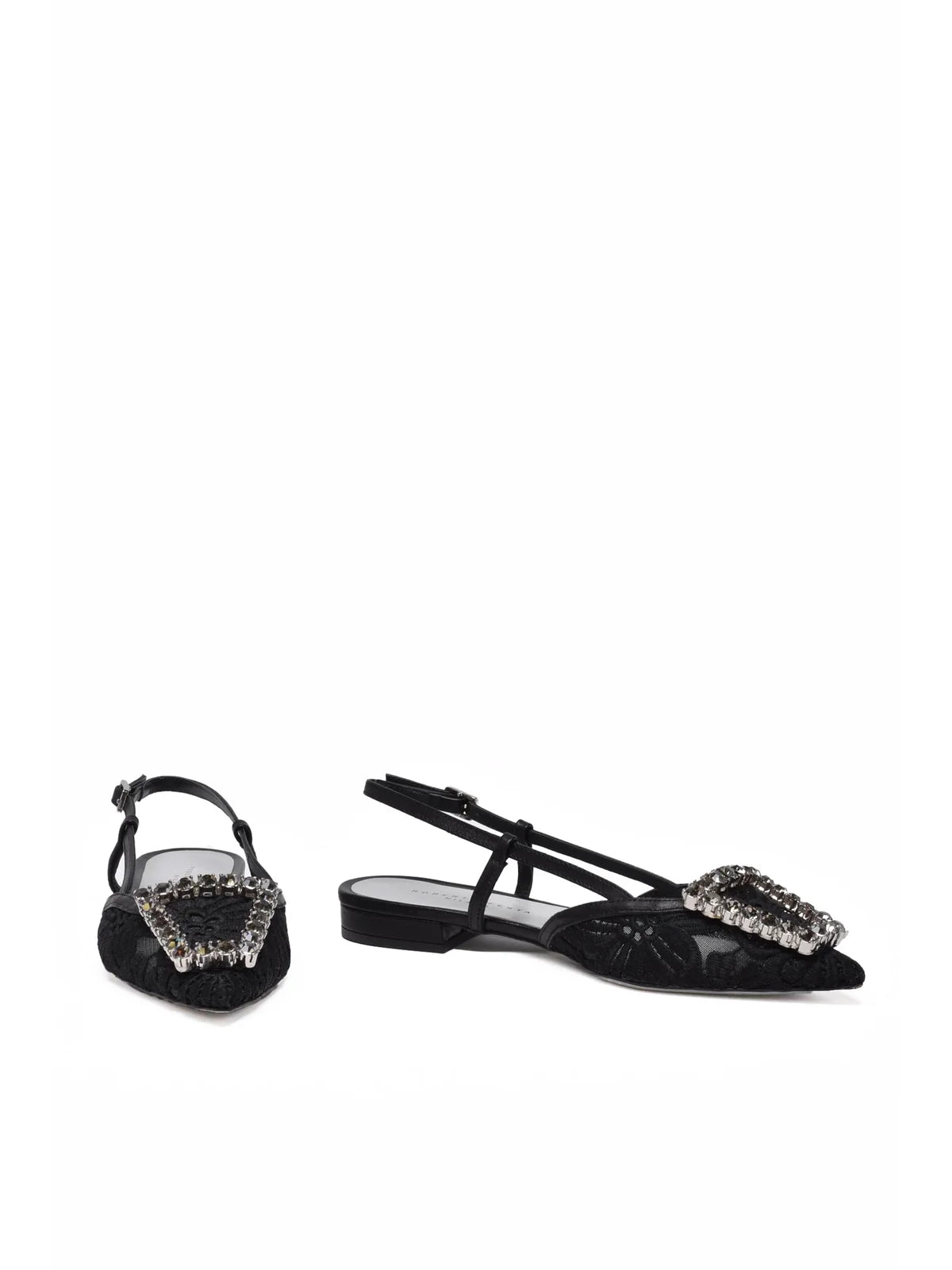 Black Other Fibers Lace Ballerina