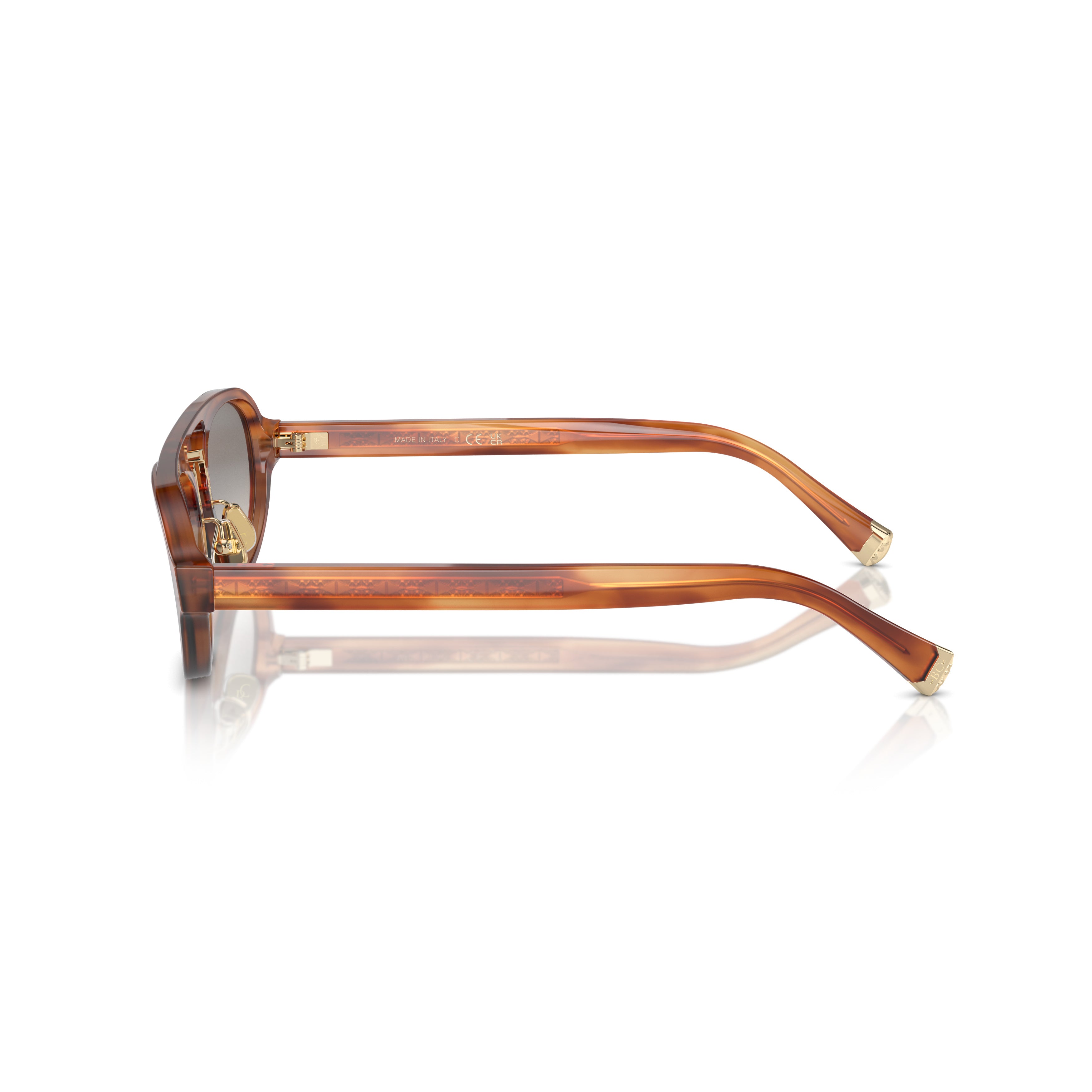 0bc4008s Translucent Amber Oval Sunglasses with Gold Accents