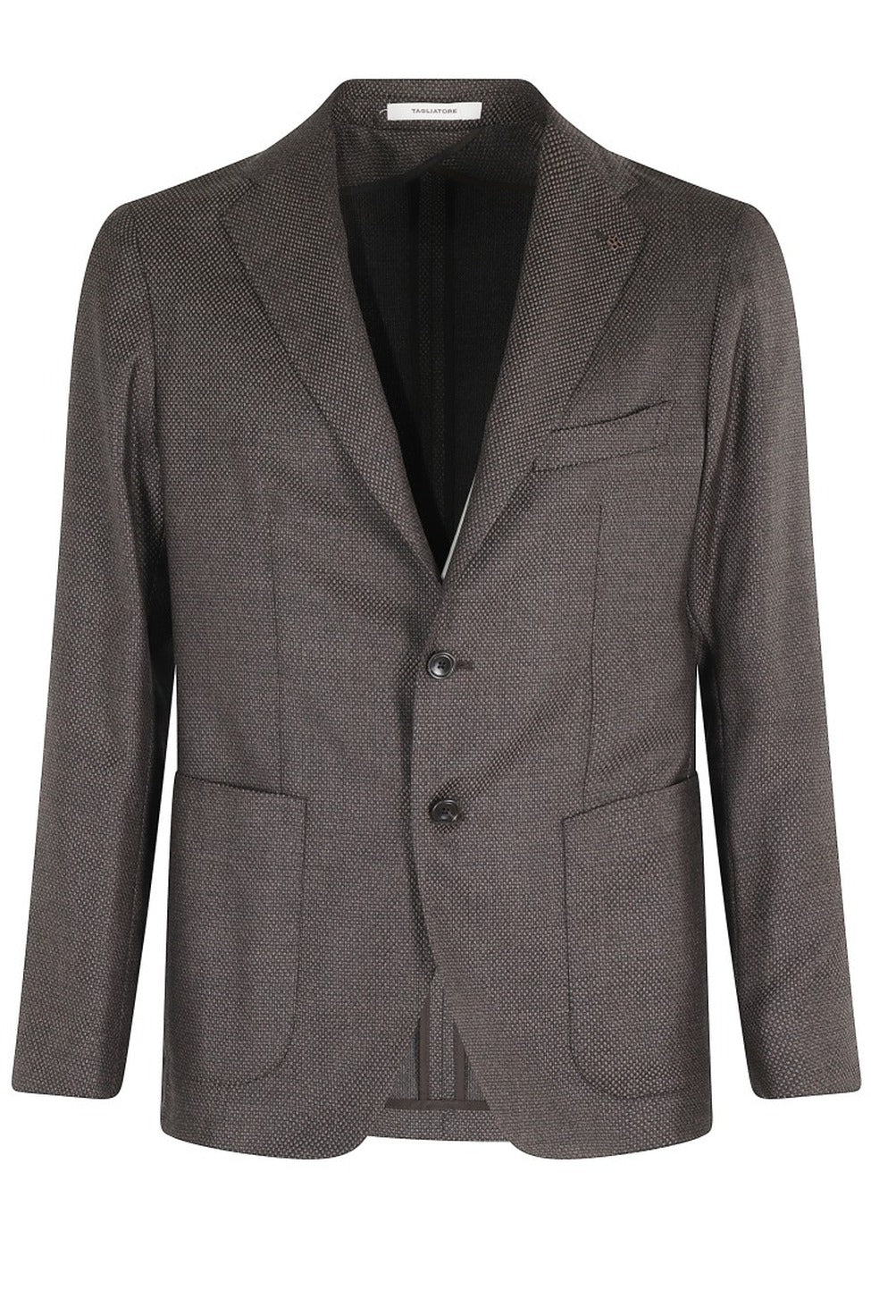 Textured Wool Monopetto Jacket With Lapel Neckline