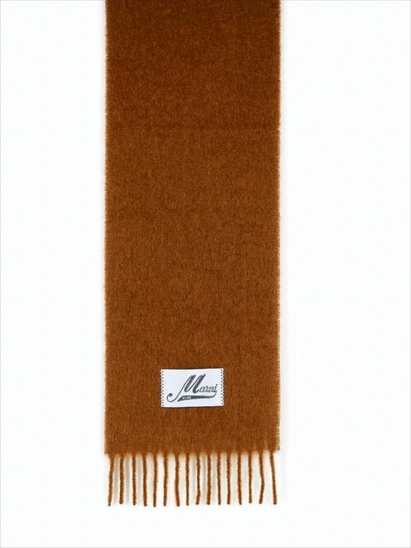 Alpaca and Polyamide Blend Scarf with Fringed Ends