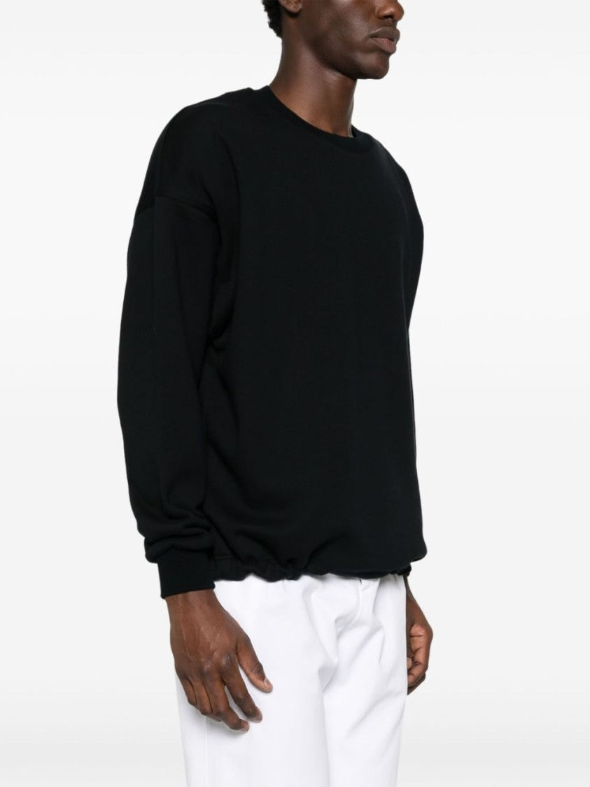Relaxed Fit Black Sweater With Drawstring Hem