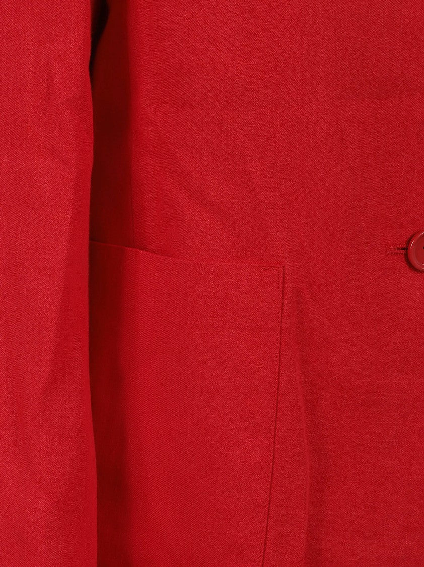 Tailored Red Flax Linen Jacket