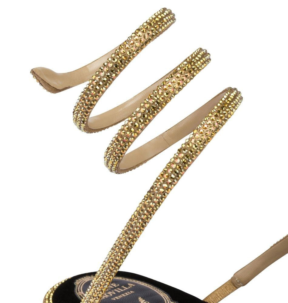 Cleo Black And Gold Flat Sanda