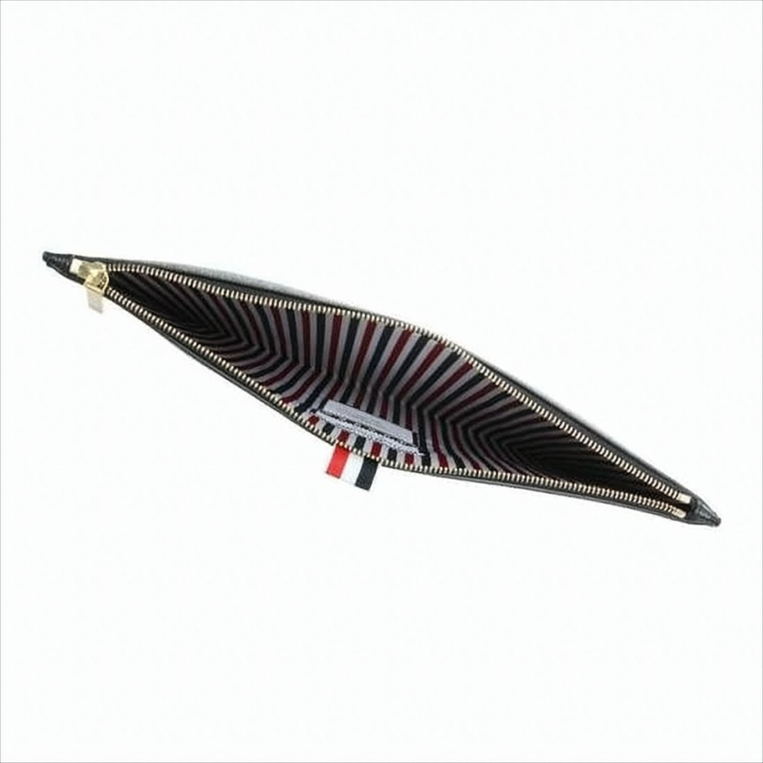 Textured Leather Clutch with Gold-Zipper Closure and Tricolor Accents