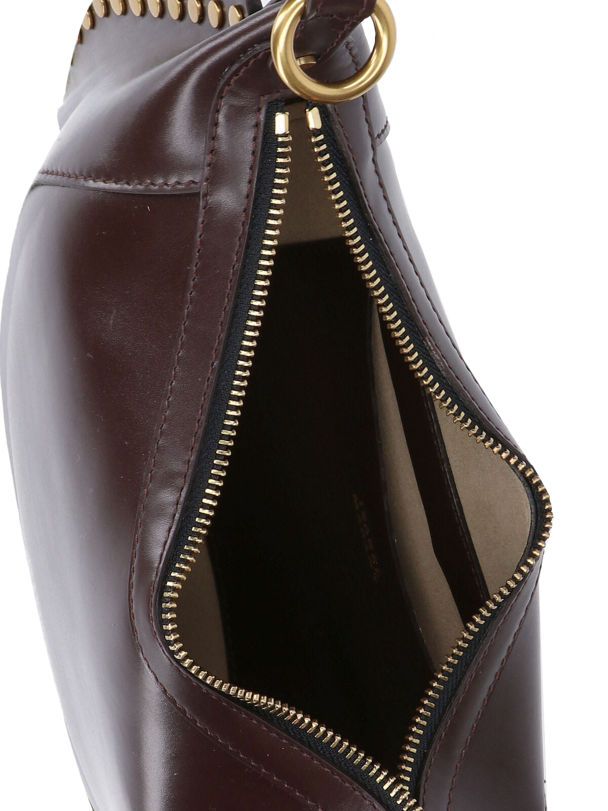 Crescent-Shaped Shoulder Bag in Dark Brown Leather