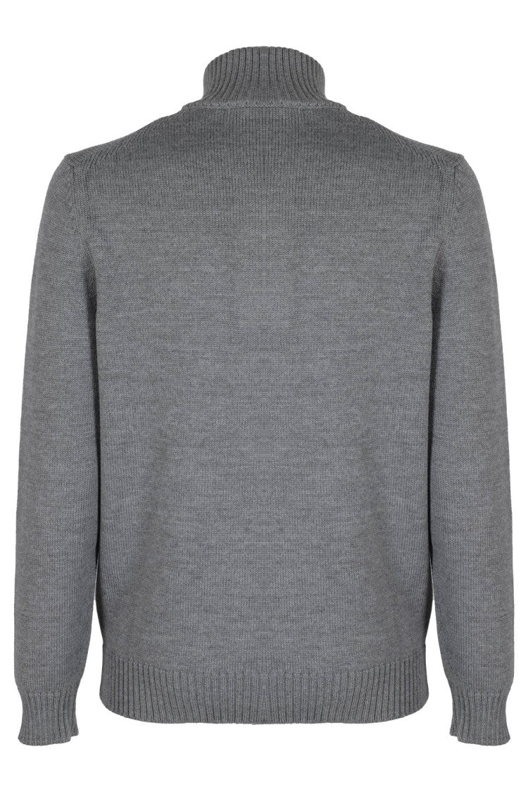 Virgin Wool Hook Mock Neck Coat