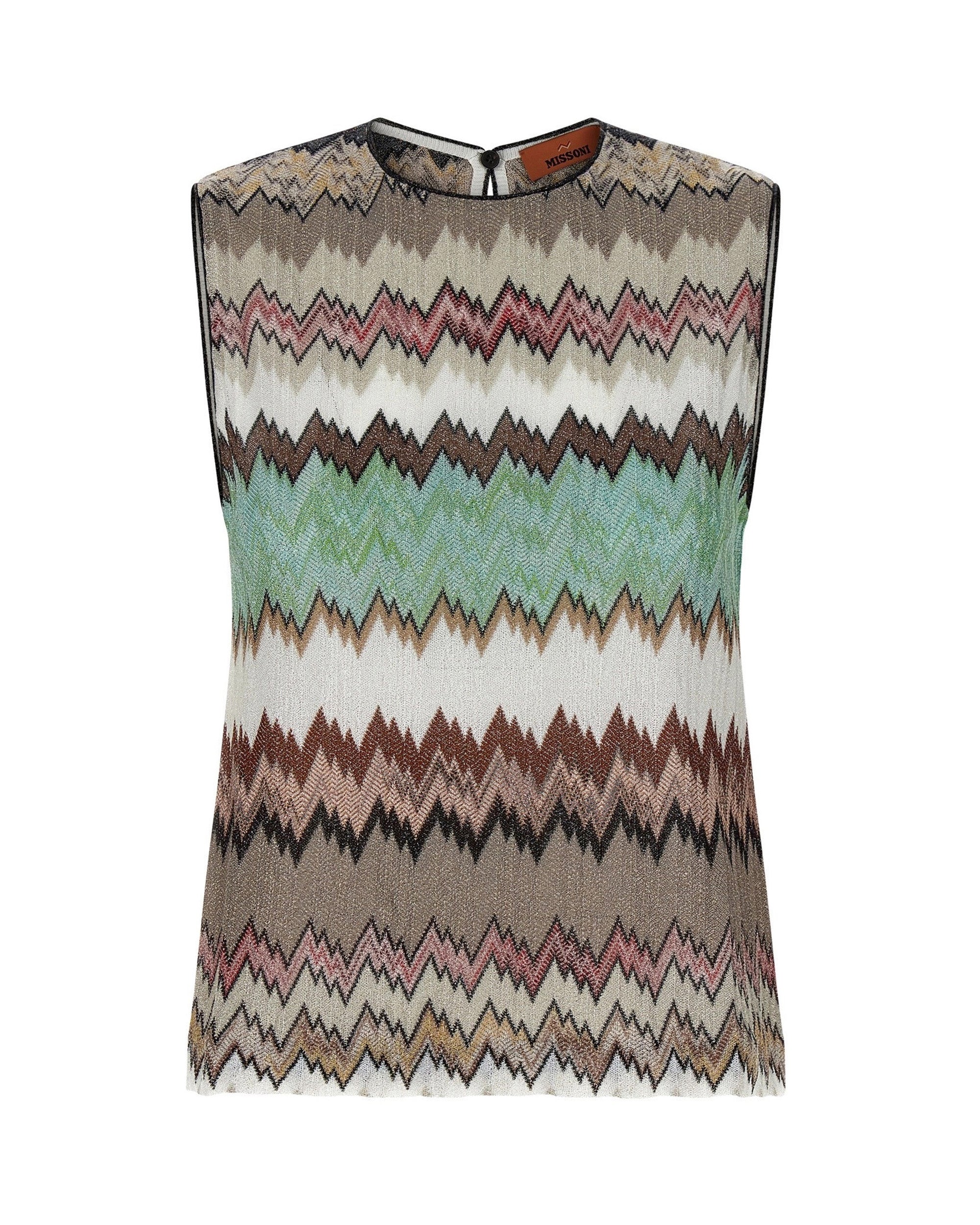 Sleeveless Crew-neck Viscose Lamé Top with Snakeskin Motif
