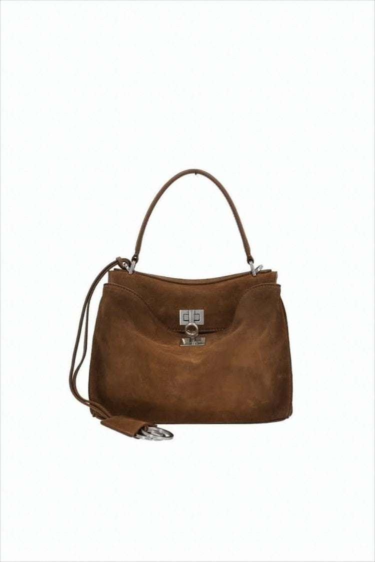 Medium Suede Crossbody Bag with Lambskin Lining