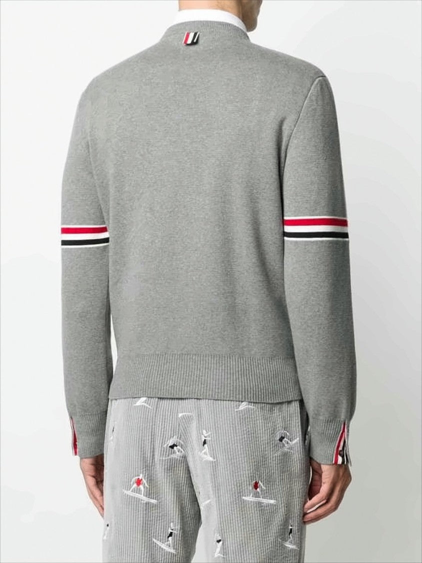 Knit Sweater with RWB Striped Arm Bands and Fitted Silhouette