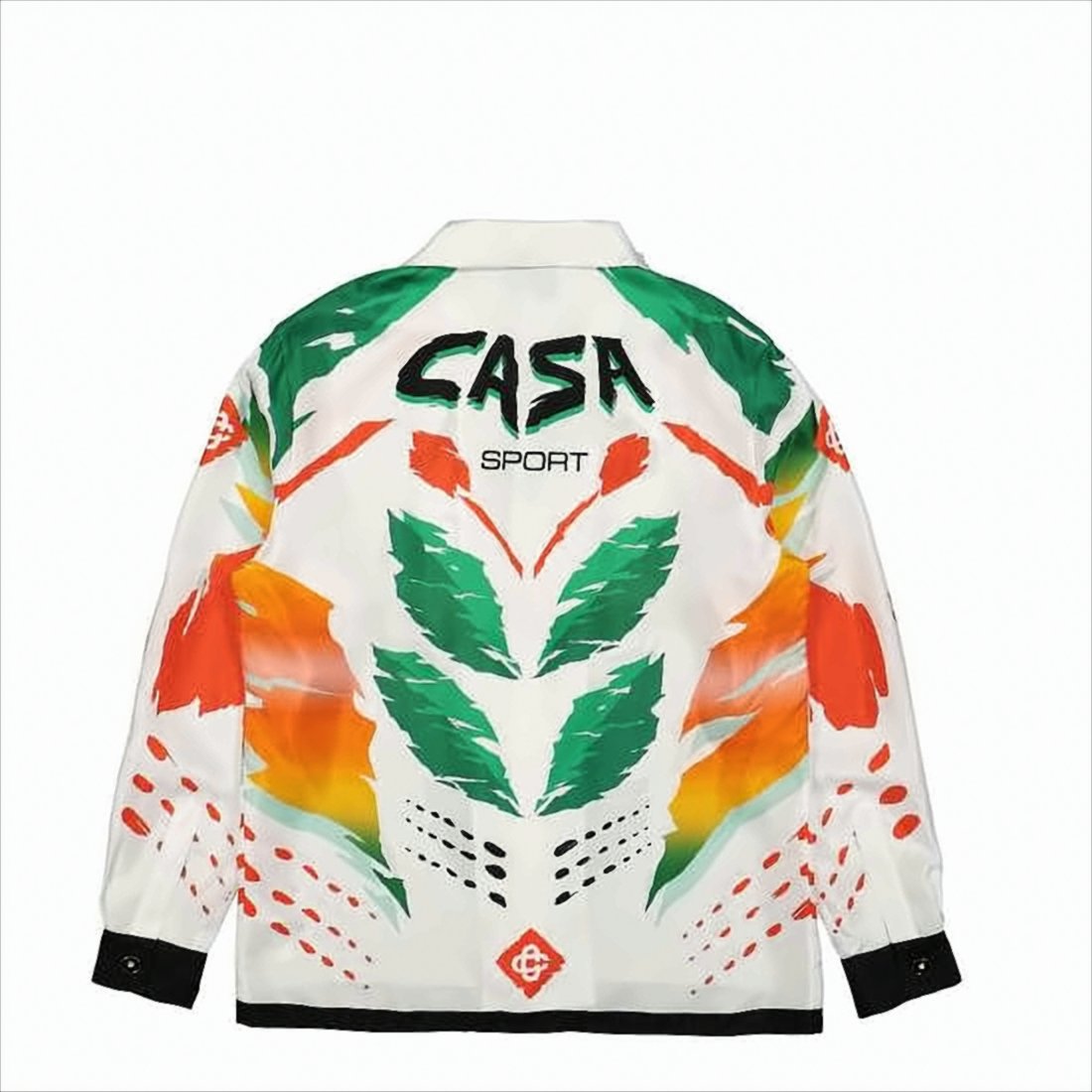 Long-Sleeve Silk Shirt with Abstract Print
