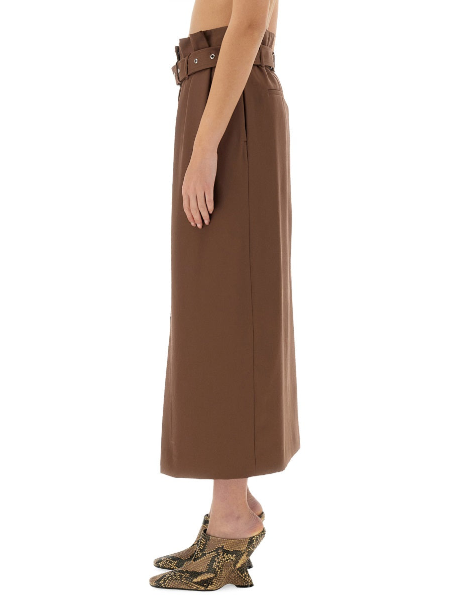 Tailored Wool Skirt With Waist Belt