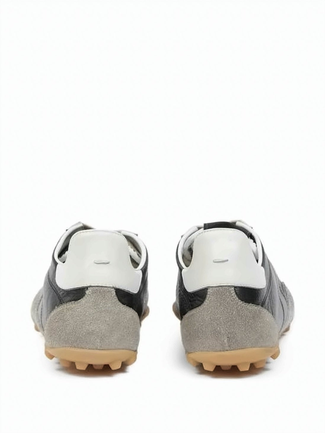 Low-Profile Black Leather Sneakers with Suede Overlays