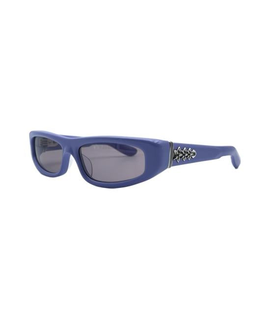 Narrow Rectangular Acetate Sunglasses With Silver Embellishments