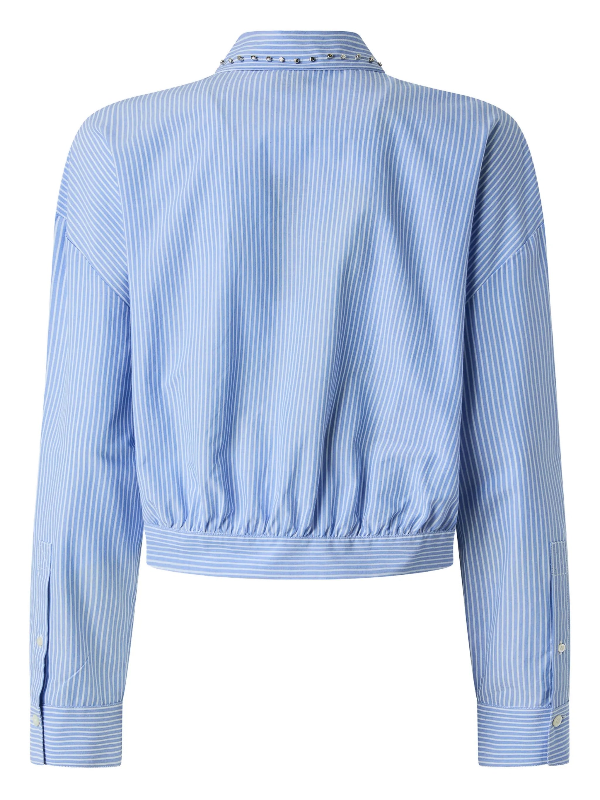 Light Blue Charita Cropped Pinstripe Shirt