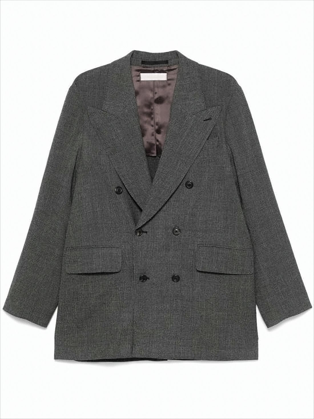 Textured Double-Breasted Blazer with Oversized Silhouette