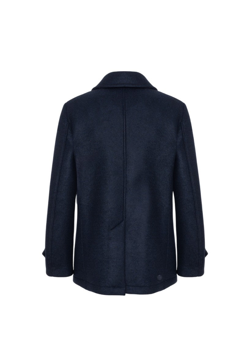 Tailored Double-Breasted Wool Blend Coat
