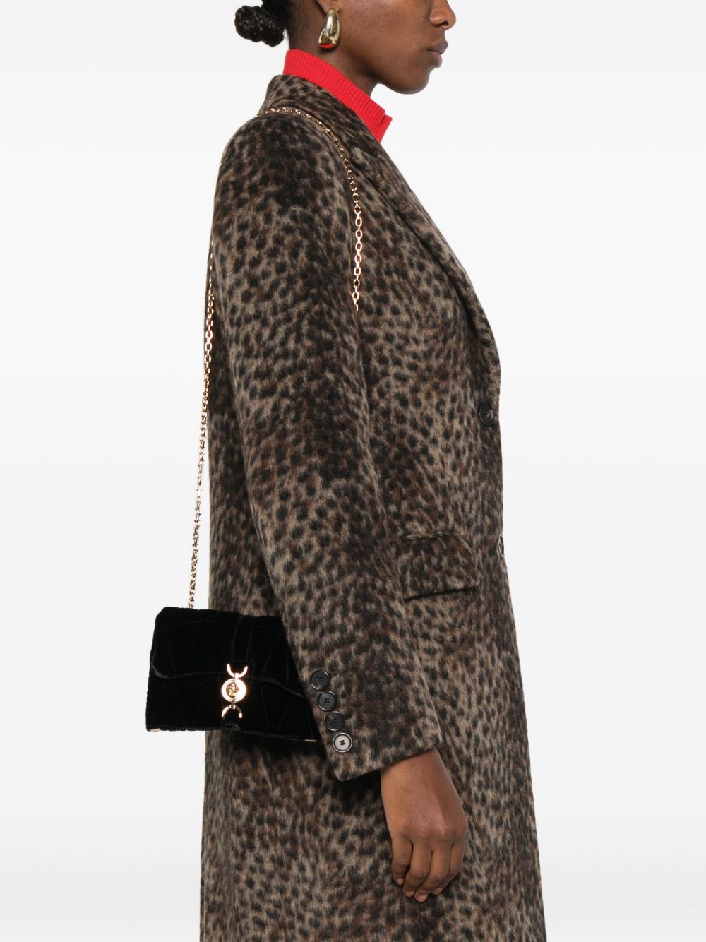 Quilted Velvet Clutch With Medusa Emblem