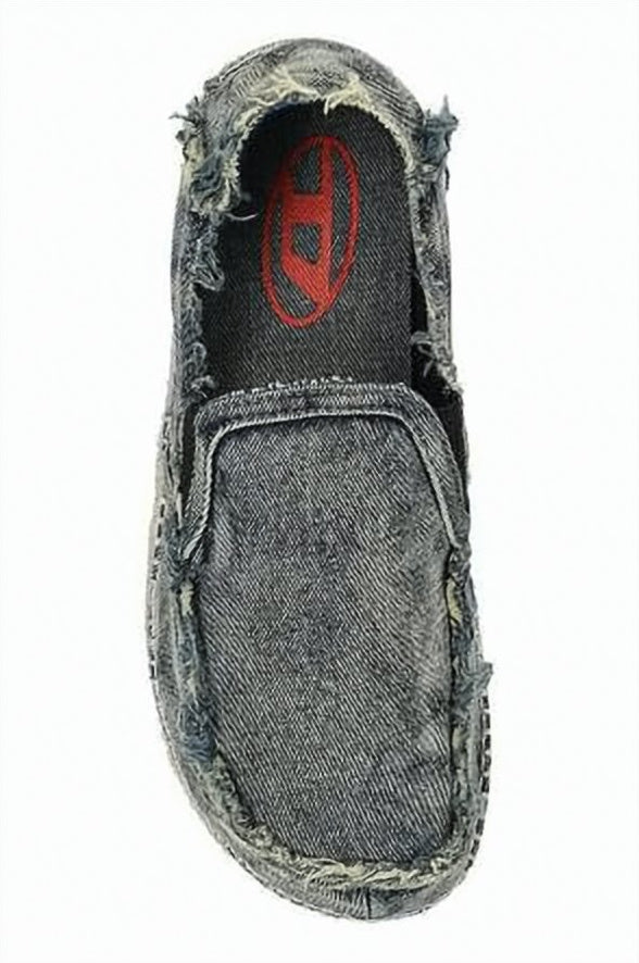 Distressed Denim Slip-On Sneakers