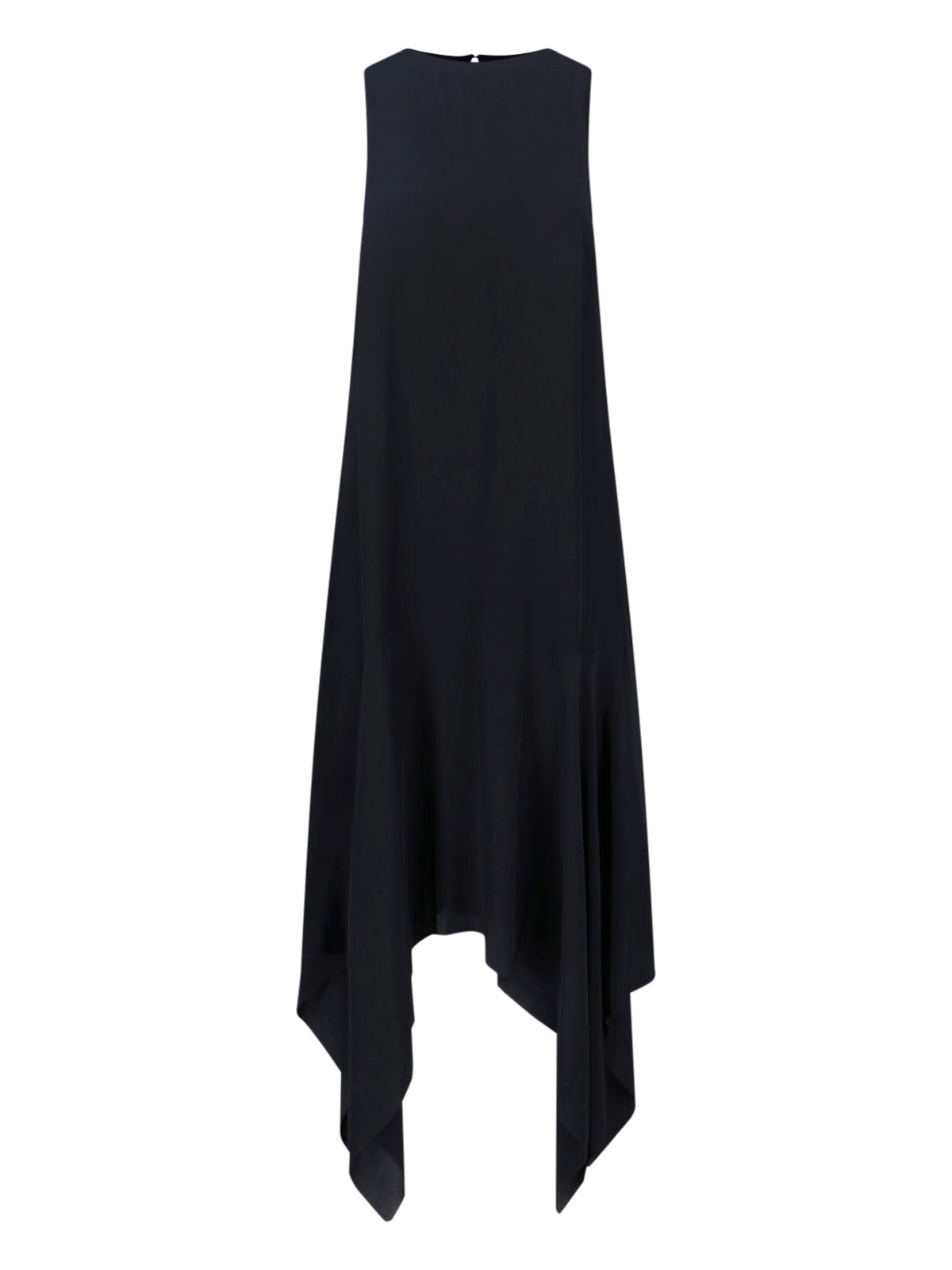 Black Scarf Hem Asymmetrical Midi Dress