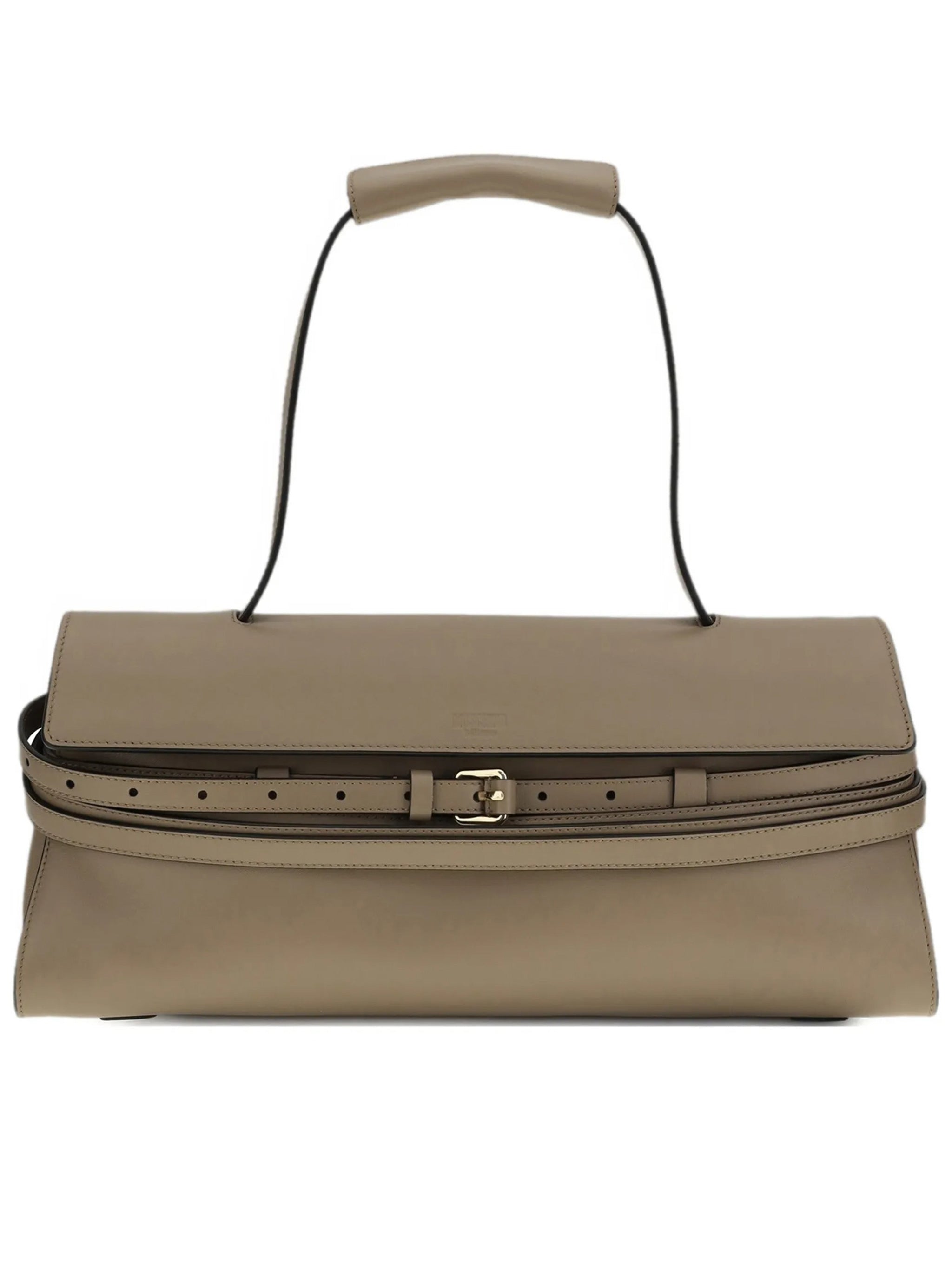 Elongated Nappa Leather Handbag With Belt Detail