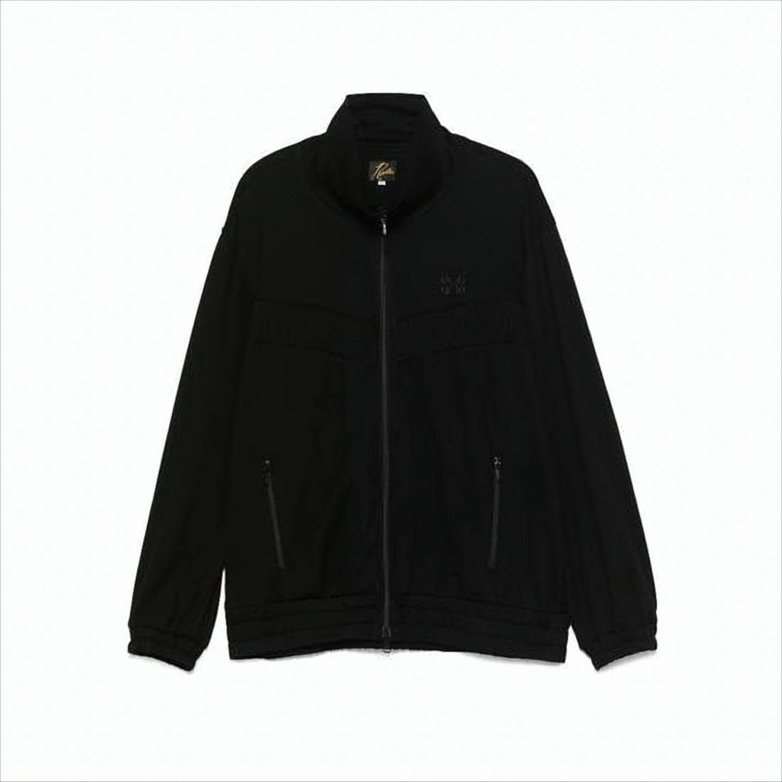Fringe-Detail Black Jacket with Zippered Pockets