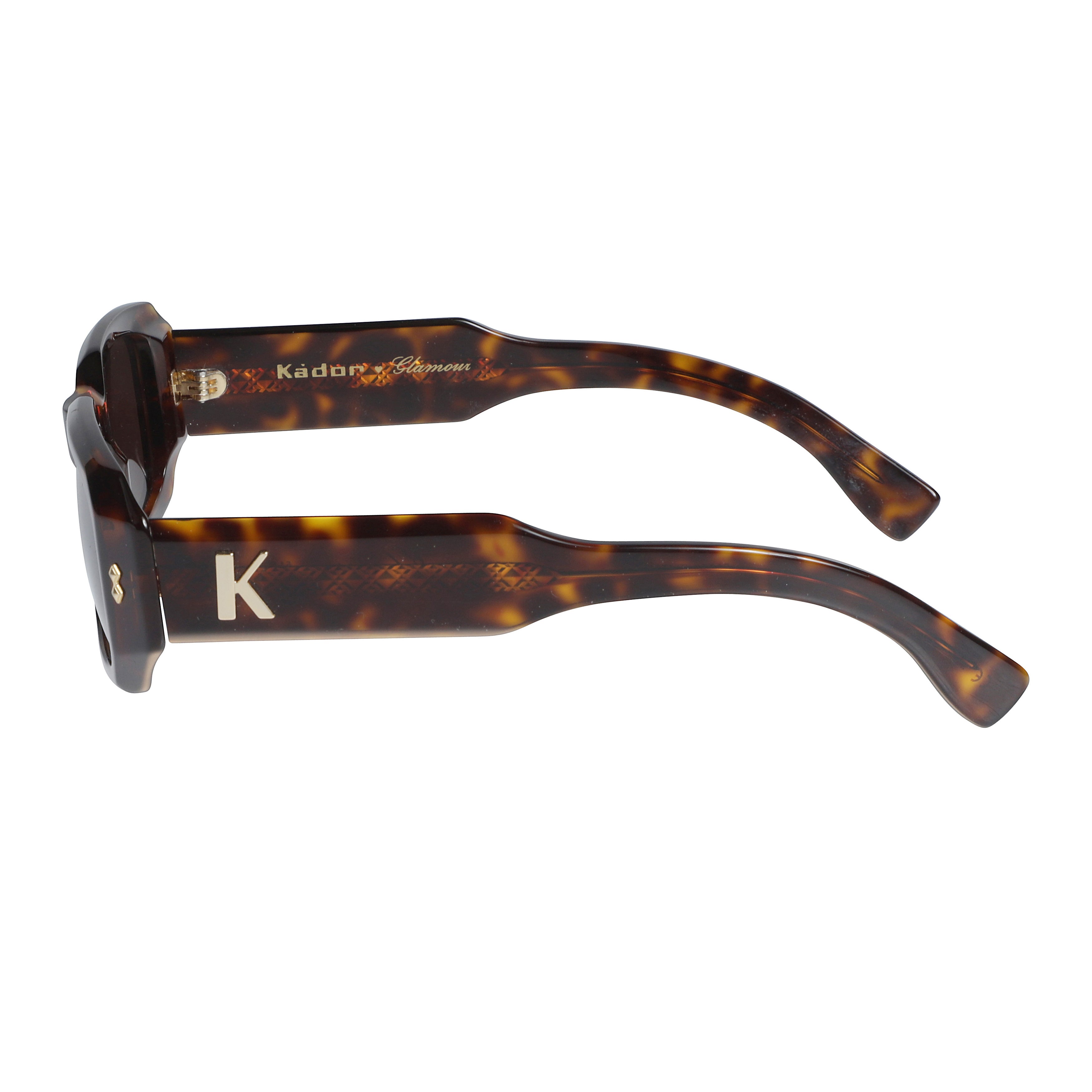 Klarissa Glamour Bold Tortoiseshell Rectangular Sunglasses with Metallic Logo