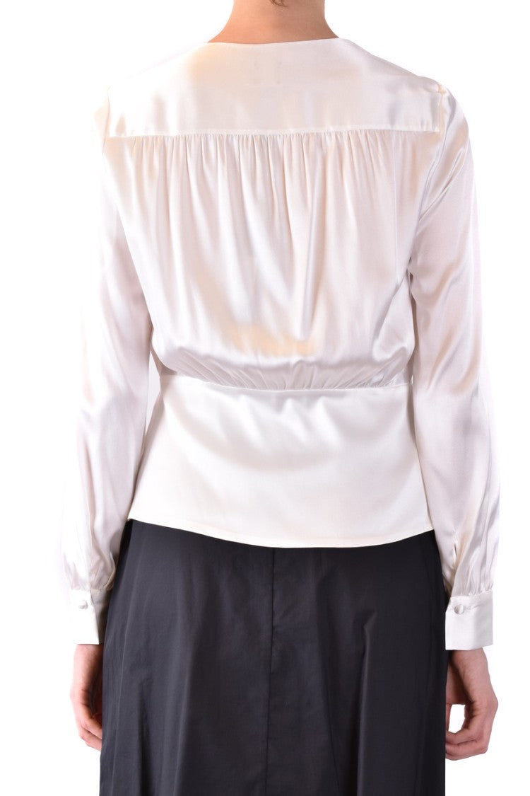 Silk Blend Blouse With Wrap-Style Front