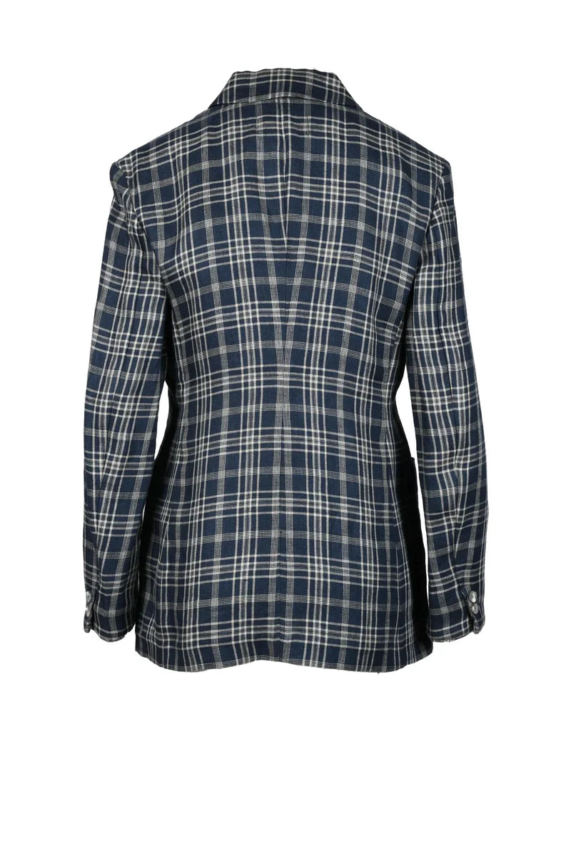 Linen Jacket - Blue/Beige