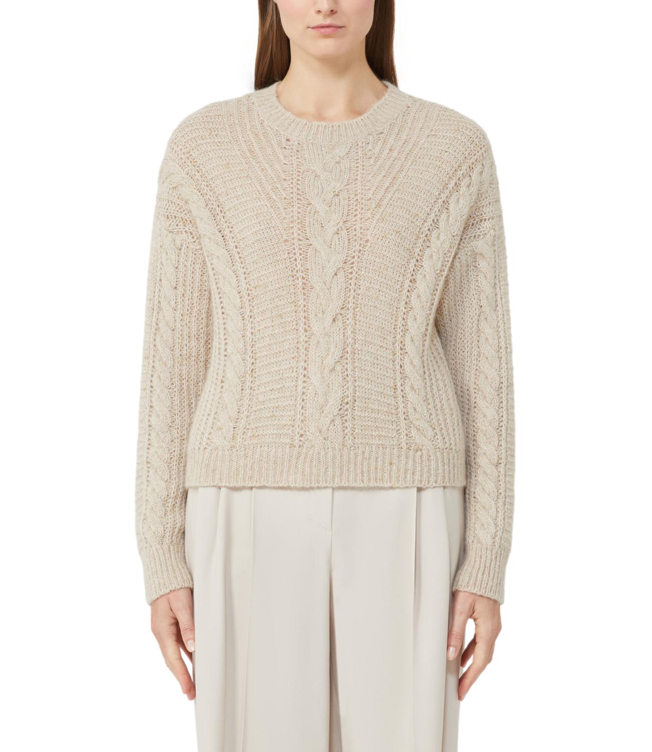 Refined Beige Sweater With Cable Knit Design