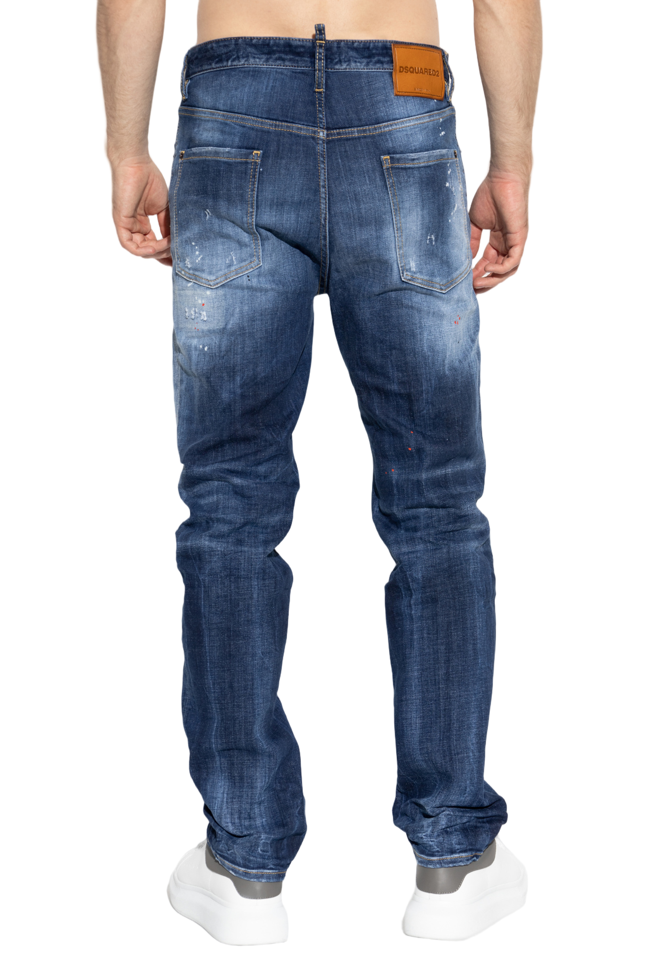 Carrot-Cut Denim Jeans with Vintage Finish