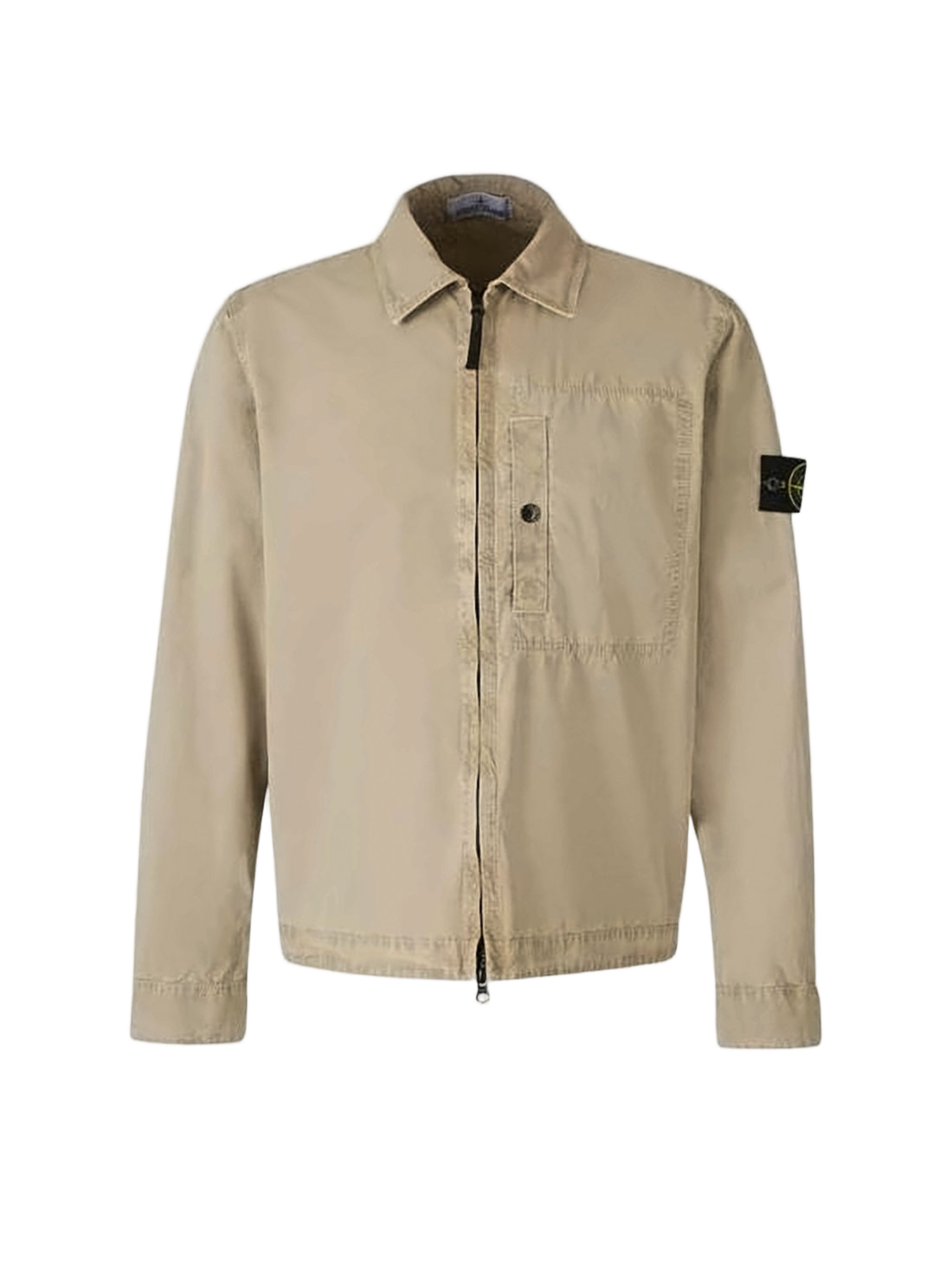 Beige Cotton Jacket with Classic Collar
