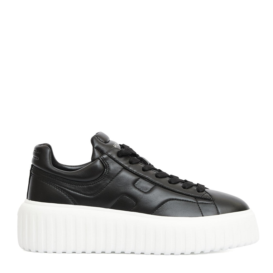 H Stripe Black Leather Sneakers
