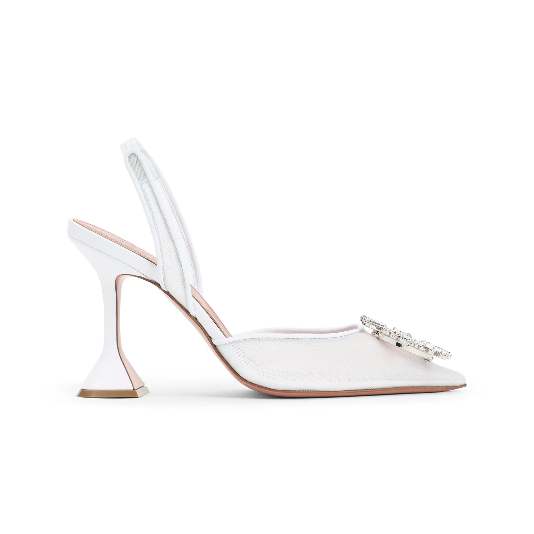 9.5cm Heel Leather and Mesh Slippers