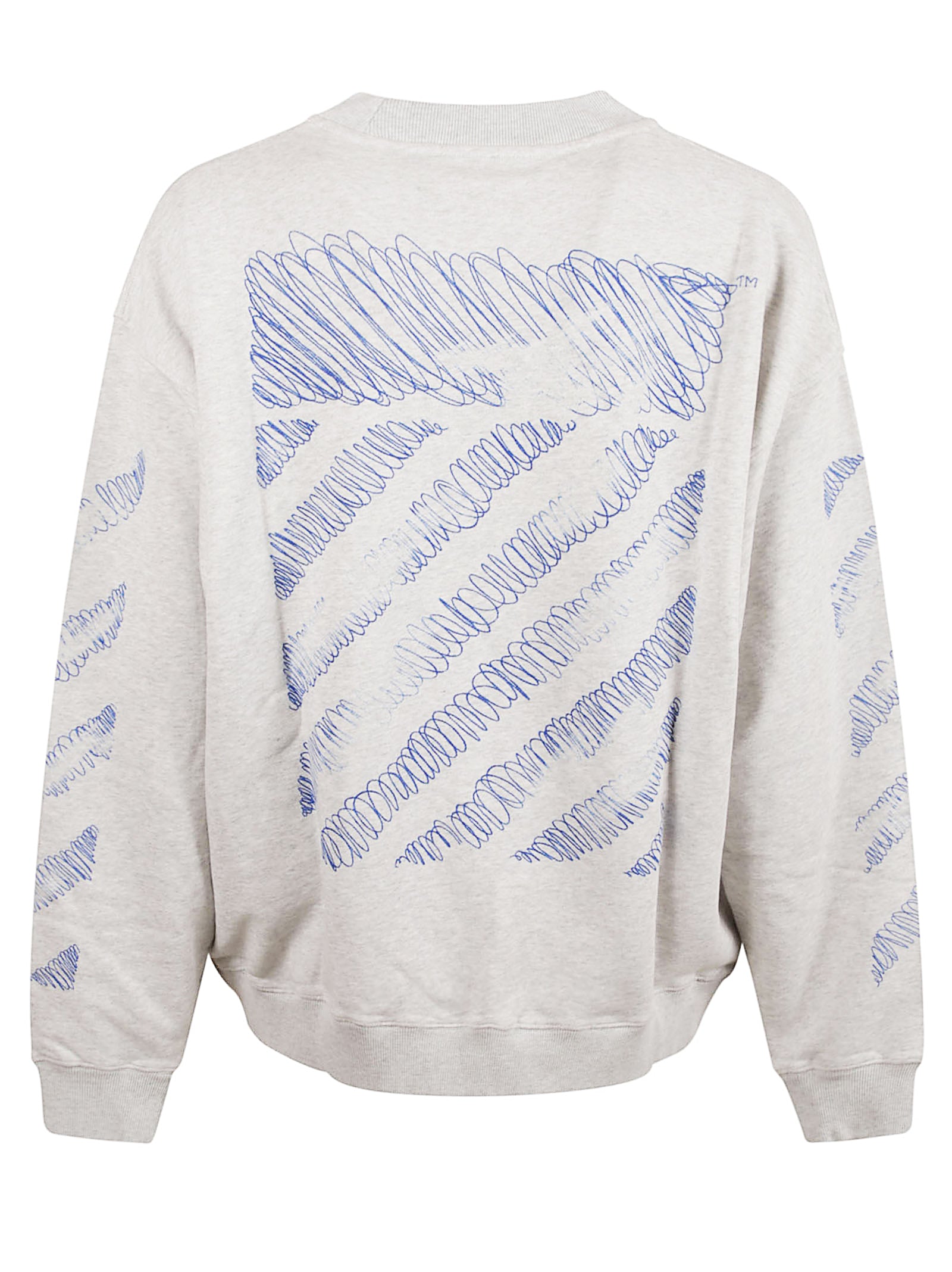 Grey Cotton Sweater with Embroidered Details and Artistic Motif